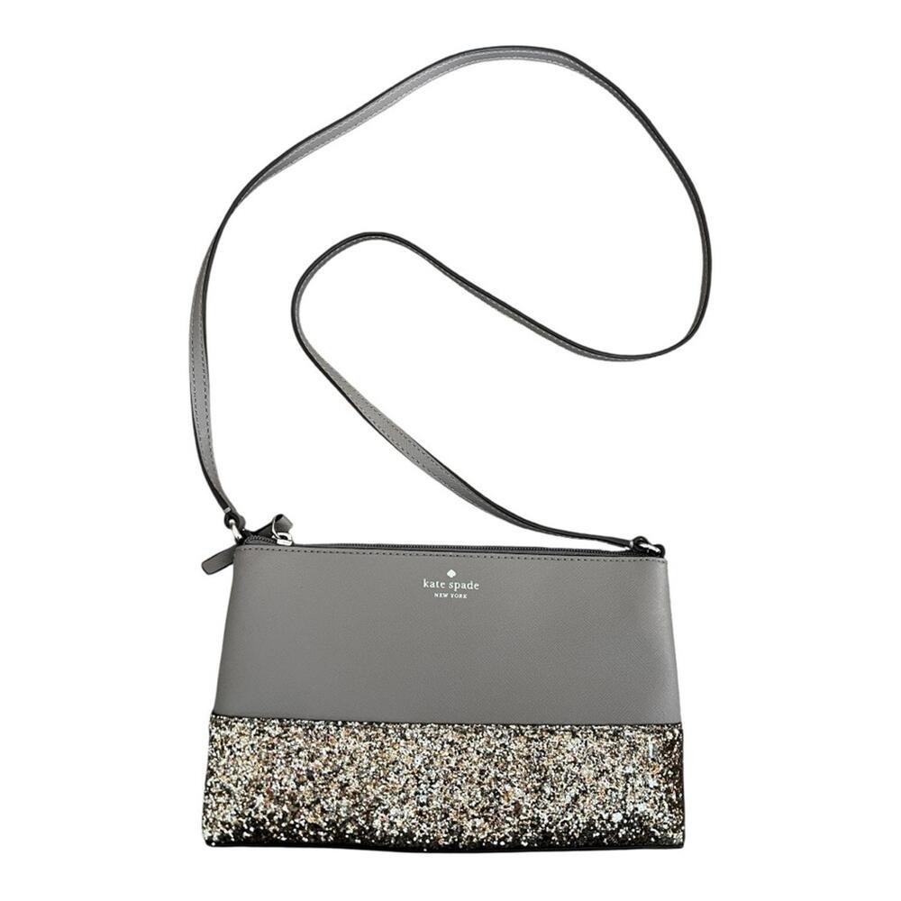 Kate Spade GRETA Shoulder Bag Purse Gray Glitter Accents Crossbody EUC!